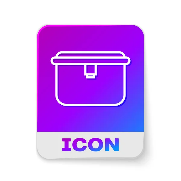 White Line Lunch Box Icon Isolated White Background Rectangle Color — 图库矢量图片