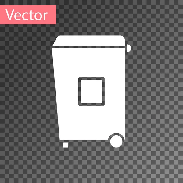 White Trash Can Icon Isolated Transparent Background Garbage Bin Sign — Stock Vector