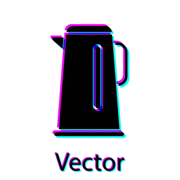 Zwarte Ketel Met Handvat Pictogram Geïsoleerd Witte Achtergrond Theepot Icoon — Stockvector