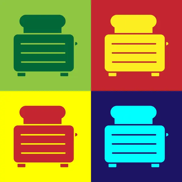Color Toaster Met Toasts Pictogram Geïsoleerd Kleur Achtergrond Vector Illustratie — Stockvector