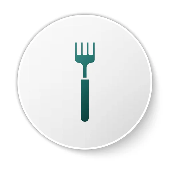Green Fork Icon Isolated White Background Cutlery Symbol White Circle — Stock Vector