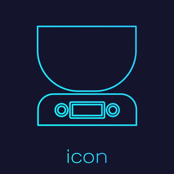 Turquoise Line Electronic Scales Icon Isolated Blue Background Weight Measure — Stock vektor