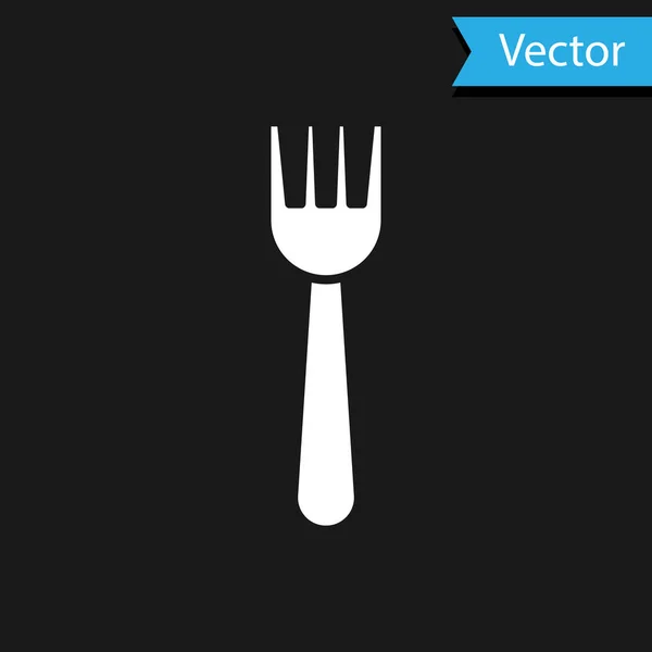 Icono Horquilla Plástico Desechable Blanco Aislado Sobre Fondo Negro Ilustración — Vector de stock