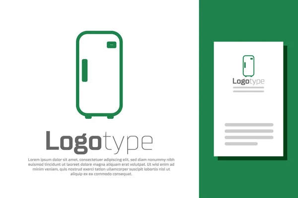 Línea Verde Icono Del Refrigerador Aislado Sobre Fondo Blanco Refrigerador — Archivo Imágenes Vectoriales