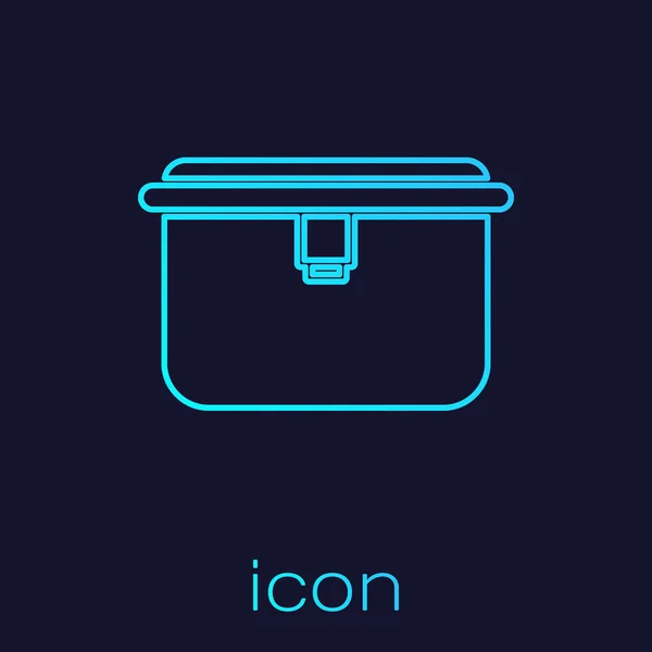 Ligne Turquoise Icône Boîte Lunch Isolée Sur Fond Bleu Illustration — Image vectorielle