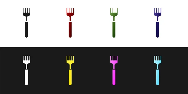 Set Fork Icon Isolated Black White Background Cutlery Symbol Vector — Stock Vector