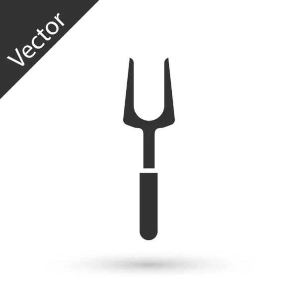 Icône Fourchette Barbecue Gris Isolé Sur Fond Blanc Plaque Fourchette — Image vectorielle