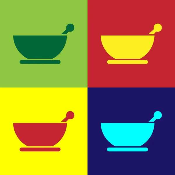 Color Mortar Pestle Icon Isolated Color Background Vector Illustration — Stock Vector