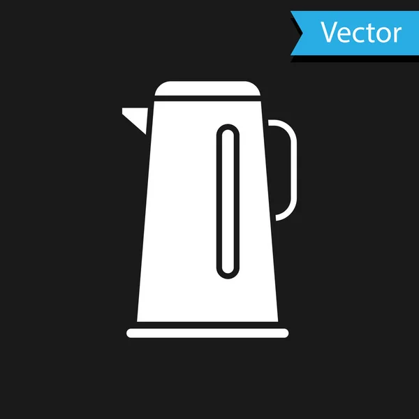 Witte Ketel Met Handvat Pictogram Geïsoleerd Zwarte Achtergrond Theepot Icoon — Stockvector