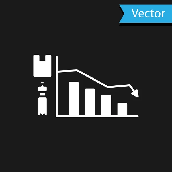 Icône infographique écologie blanche isolée sur fond noir. Illustration vectorielle — Image vectorielle