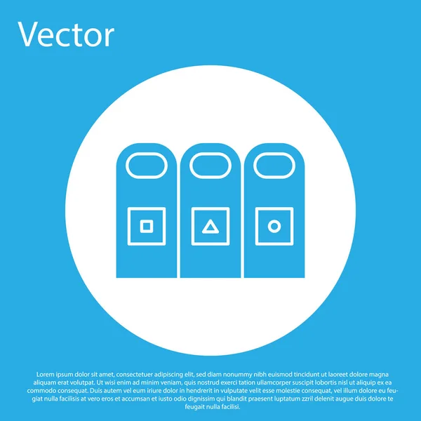 Lixo Azul Latas Lixo Com Ícone Lixo Classificado Isolado Fundo — Vetor de Stock