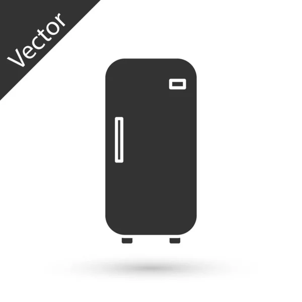 Ícone Cinzento Refrigerador Isolado Fundo Branco Frigorífico Congelador Geladeira Tecnologia — Vetor de Stock