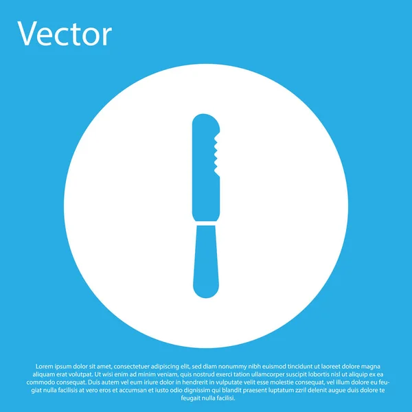 Ícone Faca Plástico Descartável Azul Isolado Fundo Azul Botão Círculo — Vetor de Stock