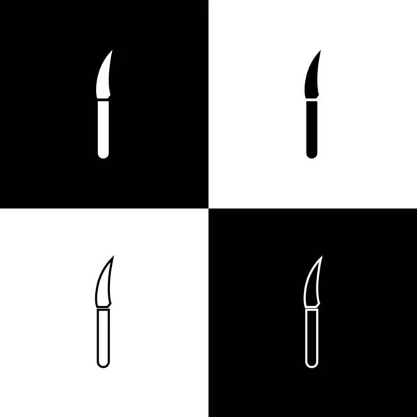 Définir Icône Couteau Isolé Sur Fond Noir Blanc Symbole Couverts — Image vectorielle