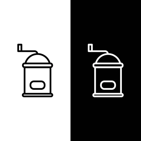 Set Line Icono Molinillo Café Manual Aislado Sobre Fondo Blanco — Vector de stock