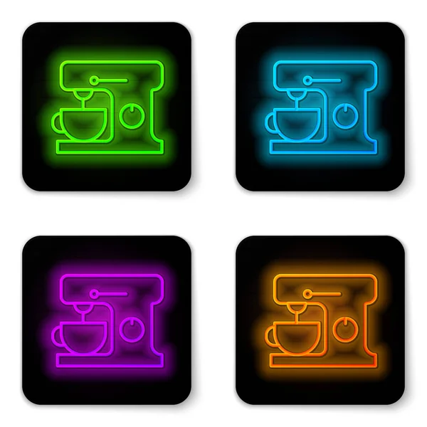 Glowing Neon Line Electric Mixer Icon Isolated White Background Kitchen — Stock Vector