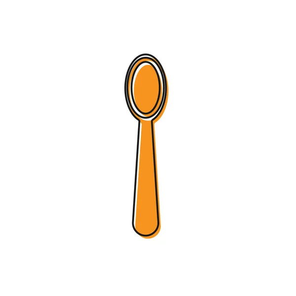 Naranja Icono Cuchara Plástico Desechable Aislado Sobre Fondo Blanco Ilustración — Vector de stock