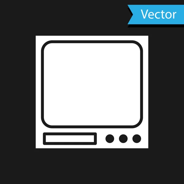 Ícone Branco Balanças Eletrônicas Isolado Fundo Preto Equipamento Medida Peso —  Vetores de Stock