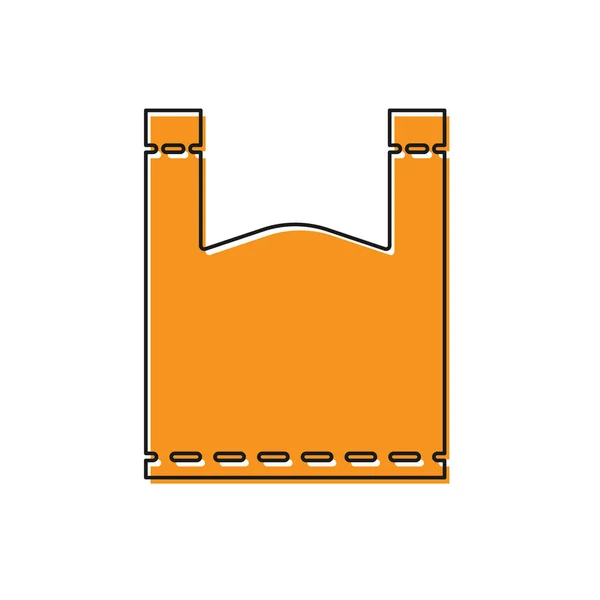 Oranje Plastic Zak Pictogram Geïsoleerd Witte Achtergrond Wegwerp Cellofaan Polytheen — Stockvector