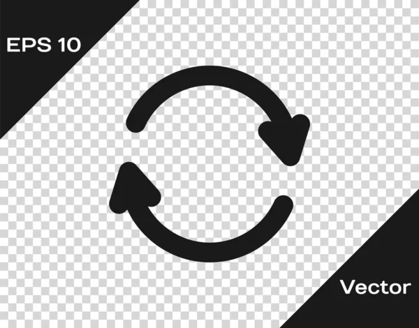 Graues Aktualisierungssymbol isoliert auf transparentem Hintergrund. Symbol neu laden. Rotationspfeile in einem Kreiszeichen. Vektorillustration — Stockvektor