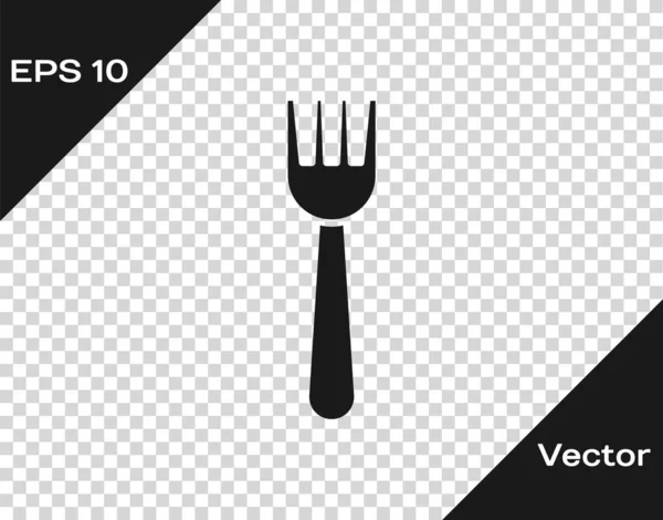 Grey Disposable plastic fork icon isolated on transparent background. Vector Illustration — Stok Vektör