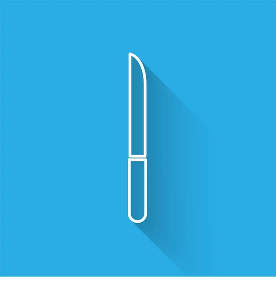 Ligne blanche Couteau icône isolé avec une ombre longue. Symbole de couverts. Illustration vectorielle — Image vectorielle