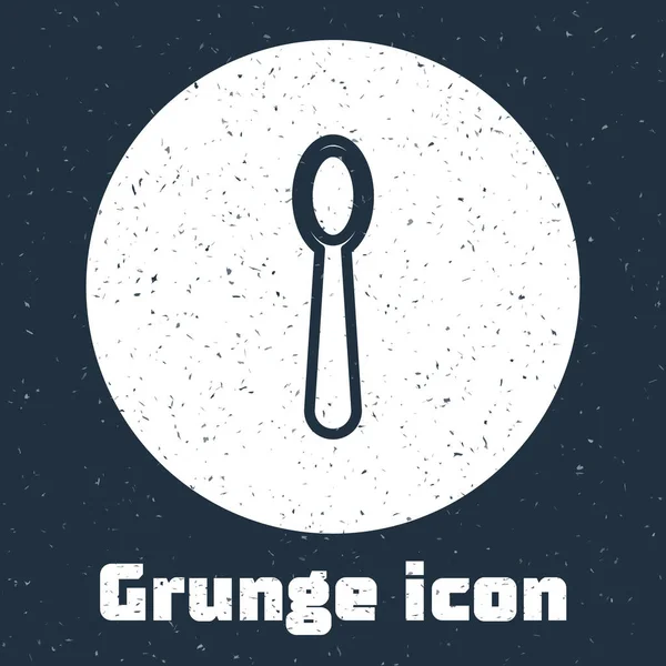Grunge line Disposable plastic spoon icon isolated on grey background. Monochrome vintage drawing. Vector Illustration — Stock Vector