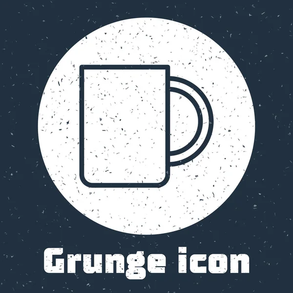 Grunge line Icône tasse de café isolée sur fond gris. Une tasse de thé. Café chaud. Dessin vintage monochrome. Illustration vectorielle — Image vectorielle
