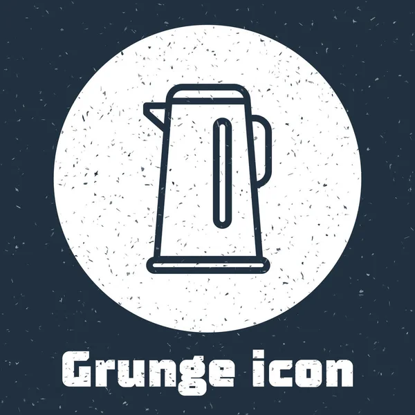 Grunge vonal Kettle fogantyú ikon elszigetelt szürke háttér. Teáskanna ikon. Monokróm vintage rajz. Vektorillusztráció — Stock Vector