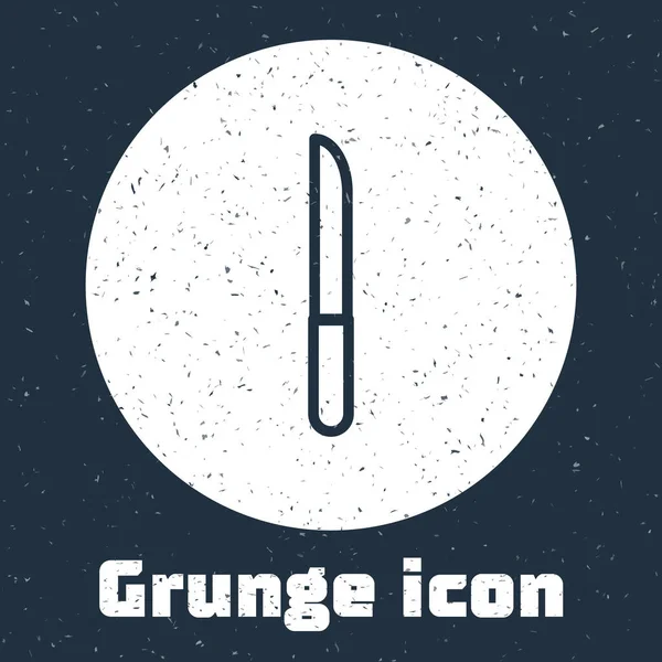 Línea Grunge Icono de cuchillo aislado sobre fondo gris. Símbolo de cubertería. Dibujo vintage monocromo. Ilustración vectorial — Vector de stock