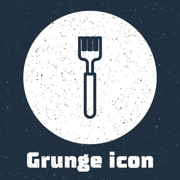 Grunge line Fork icon isolated on grey background. Cutlery symbol. Monochrome vintage drawing. Vector Illustration — Stock Vector