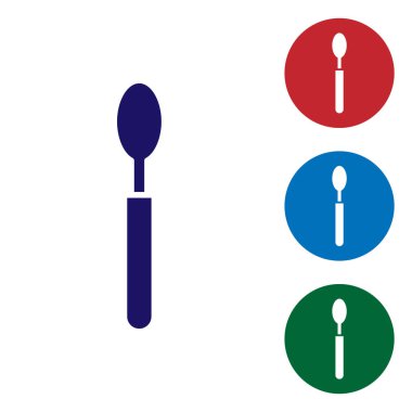 Blue Spoon icon isolated on white background. Cooking utensil. Cutlery sign. Set color icons in circle buttons. Vector Illustration