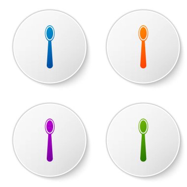 Color Disposable plastic spoon icon isolated on white background. Set icons in circle buttons. Vector Illustration