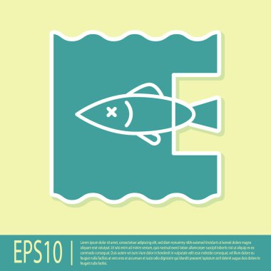 Green Stop ocean plastic pollution icon isolated on yellow background. Environment protection concept. Fish say no to plastic. Vector Illustration