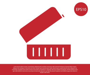 Kırmızı beslenme çantası simgesi beyaz arkaplanda izole edildi. Vektör İllüstrasyonu