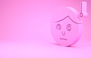 Pembe yüksek insan vücut ısısı ya da pembe arka planda izole edilmiş ateş ikonu. Hastalık, soğuk algınlığı, grip belirtileri. Minimalizm kavramı. 3d illüstrasyon 3B canlandırma