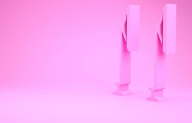 Pembe Windscreen silecek simgesi pembe arkaplanda izole edilmiş. Minimalizm kavramı. 3d illüstrasyon 3B canlandırma