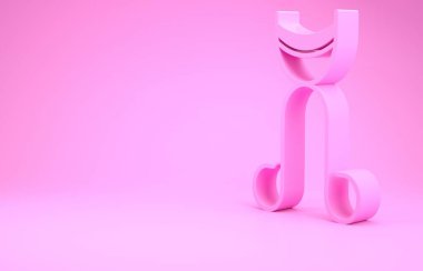 Pembe kirpik bigudi ikonu pembe arkaplanda izole edilmiş. Makyaj aleti işareti. Minimalizm kavramı. 3d illüstrasyon 3B canlandırma