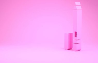 Pembe göz kalemi, pembe arka planda izole edilmiş kaş ikonu. Gözler için kalem. Minimalizm kavramı. 3d illüstrasyon 3B canlandırma