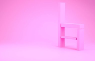 Pembe Sandalye ikonu pembe arka planda izole edilmiş. Minimalizm kavramı. 3d illüstrasyon 3B canlandırma