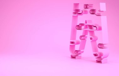 Pembe kamuflaj kargo pantolon ikonu pembe arka planda izole. Minimalizm kavramı. 3d illüstrasyon 3B canlandırma