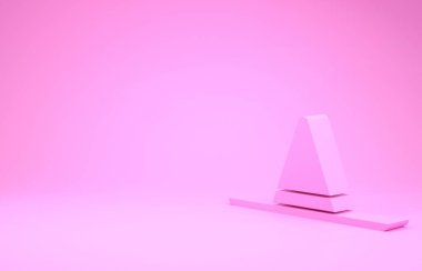 Pembe bahçıvan, çiftçi ya da tarımcı şapkası ikonu pembe arka planda izole edilmiş. Minimalizm kavramı. 3d illüstrasyon 3B canlandırma