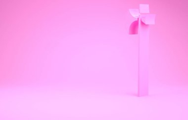 Pembe Ortaçağ Halberd simgesi pembe arka planda izole edilmiş. Ortaçağ silahı. Minimalizm kavramı. 3d illüstrasyon 3B canlandırma