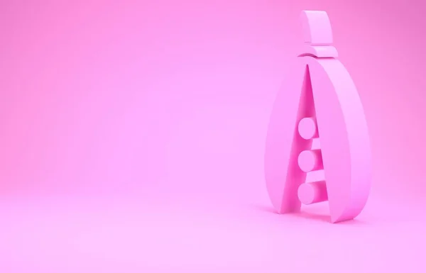 Ikona růžové fazole ledviny izolované na růžovém pozadí. Minimalismus. 3D ilustrace 3D vykreslení — Stock fotografie