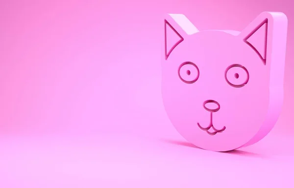 Rosa sällskapsdjur ikon isolerad på rosa bakgrund. Minimalistiskt koncept. 3D-återgivning för 3D — Stockfoto
