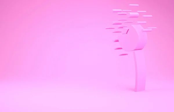 Flor rosa produzindo pólen no ícone atmosfera isolado no fundo rosa. Conceito de minimalismo. 3D ilustração 3D render — Fotografia de Stock