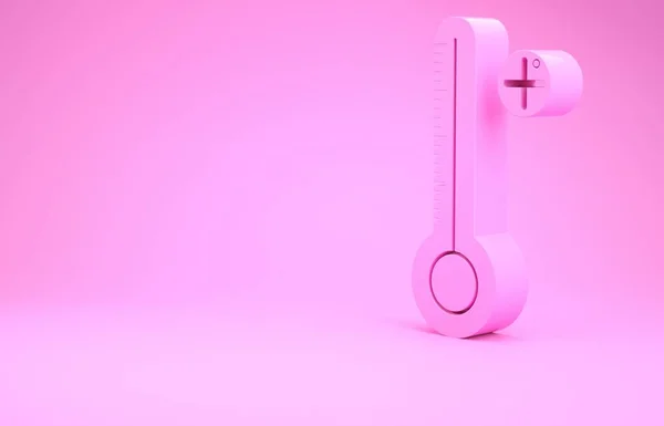 Thermomètre numérique rose médical pour icône d'examen médical isolé sur fond rose. Concept de minimalisme. Illustration 3D rendu 3D — Photo
