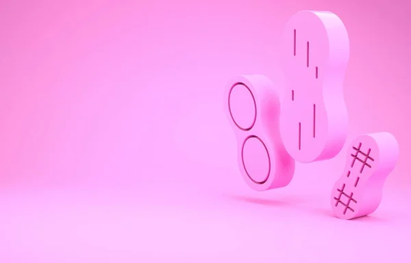 Pink Peanut εικονίδιο απομονώνονται σε ροζ φόντο. Μινιμαλιστική έννοια. 3d απεικόνιση 3D καθιστούν — Φωτογραφία Αρχείου