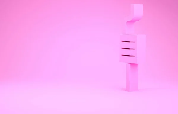 Rózsaszín autó kipufogó ikon elszigetelt rózsaszín háttér. Kipufogócső. Minimalizmus koncepció. 3d illusztráció 3D render — Stock Fotó