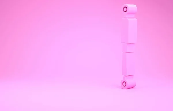 Růžový tlumič ikona izolované na růžovém pozadí. Minimalismus. 3D ilustrace 3D vykreslení — Stock fotografie